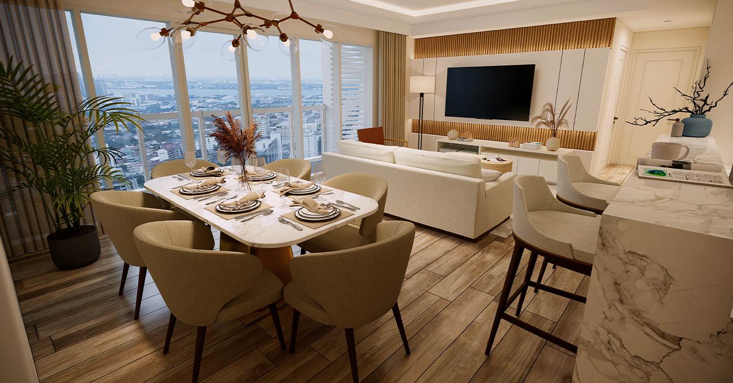 Lincoln at IPI Center living and dining area